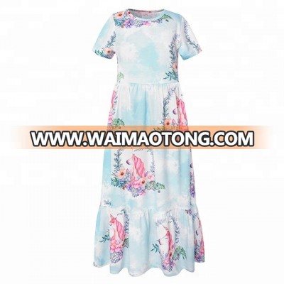 hot sale baby fashion kids summer unicorn print girls dresses